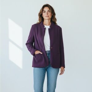 Vintage Purple Wool Blazer Norton McNaughton Size 12 – 100% Wool